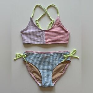 Shade Critters Girls Tie Back Bikini - Seersucker Colorblock - Size 7